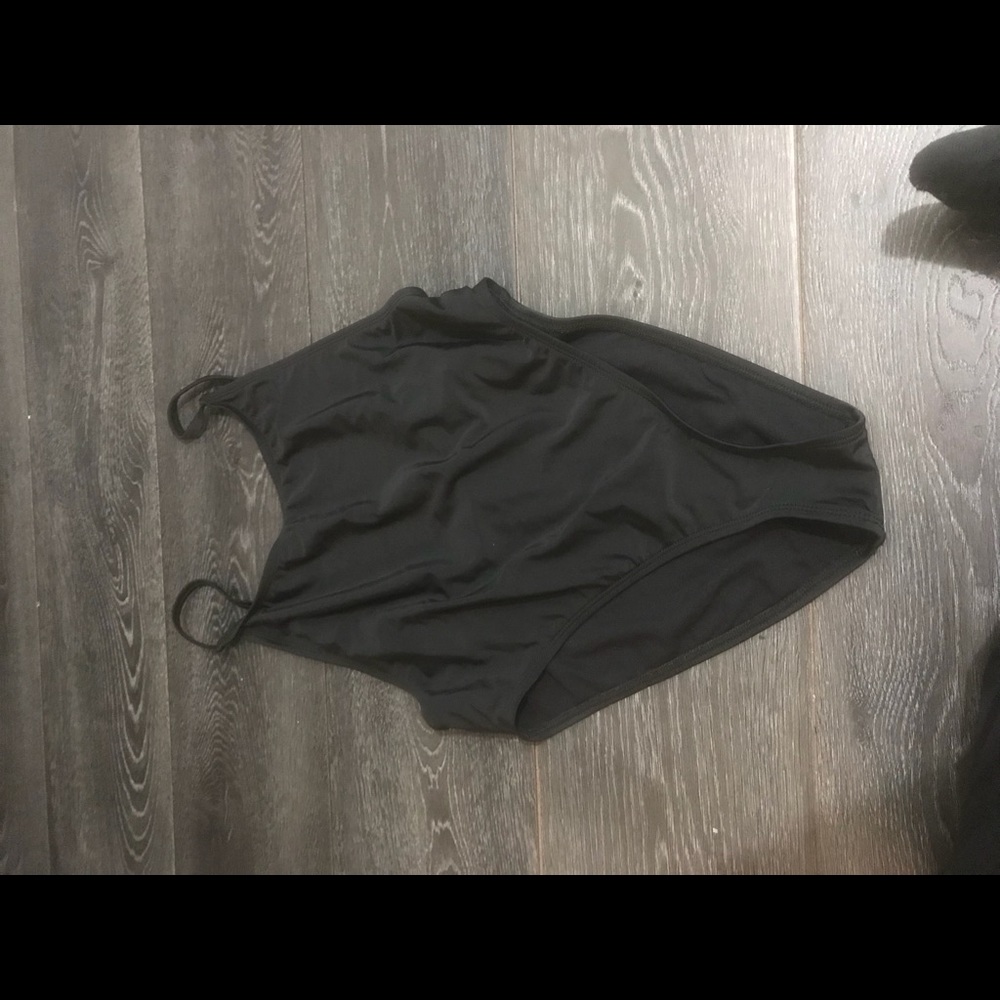 black low cut one piece.